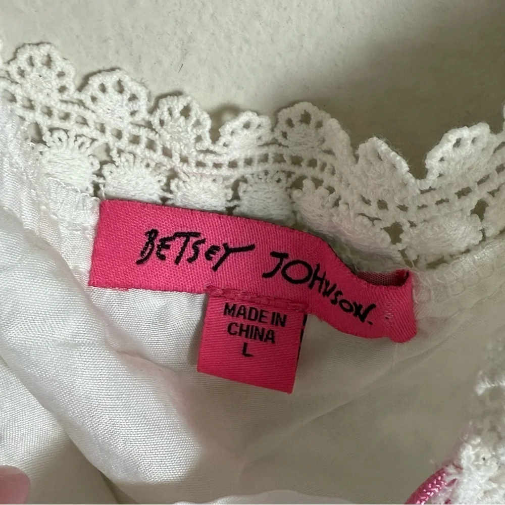 Betsey Johnson White Lace Mini Dress Large Bridal Bachelorette Bridal Shower